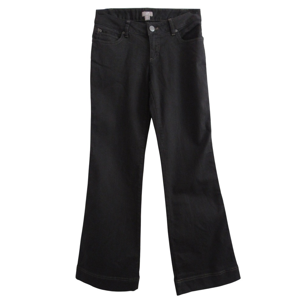 J. Jill Flare Leg Jeans Womens Petite 4 Black Stretch Mid Rise Bootcut Denim